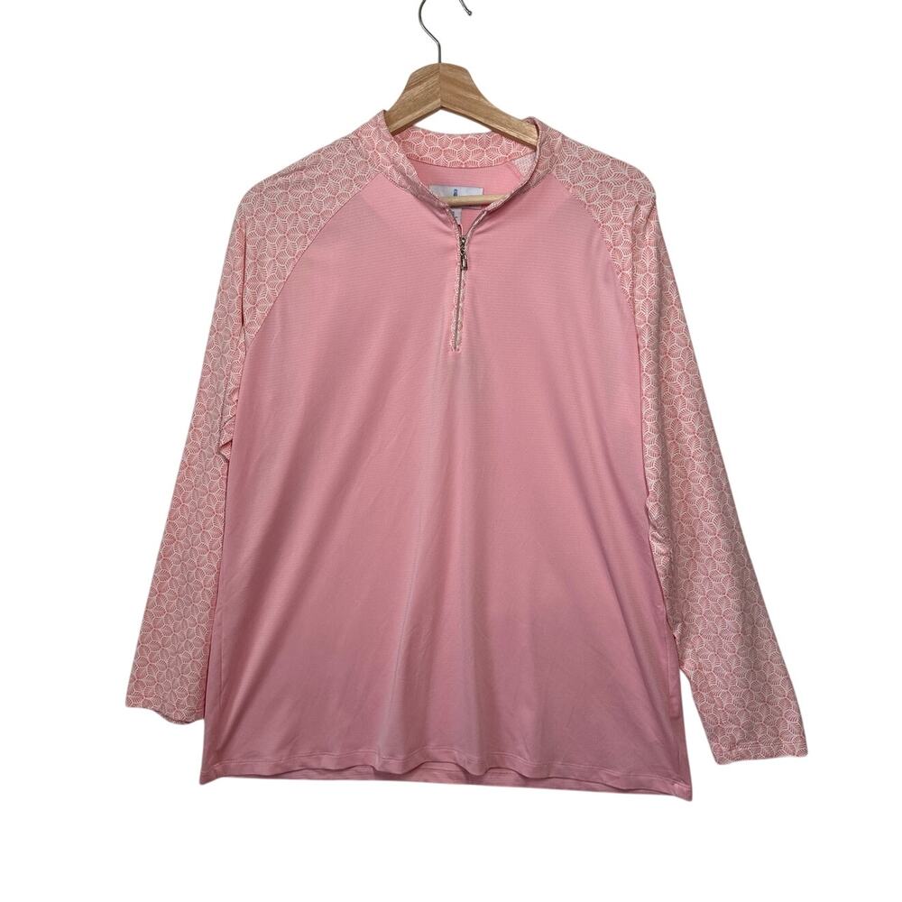 Sport Haley Women’s 1/4 Zip Mock Neck Golf Pullover Pink Long Sleeve Top Sz XL